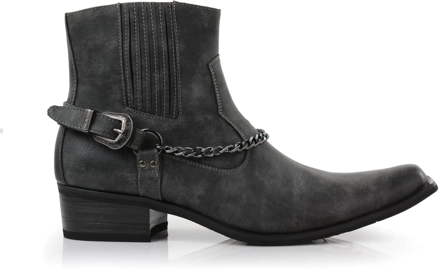 Ferro Aldo Alejandro MFA606326 Mens Memory Foam Casual High Western Buckle Strap Ankle Dress Boots