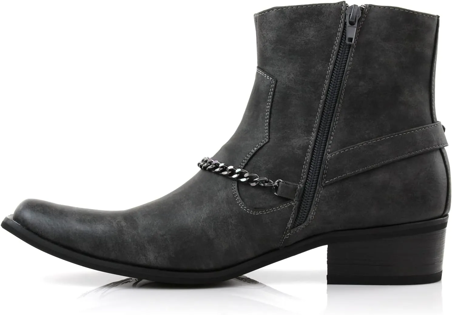 Ferro Aldo Alejandro MFA606326 Mens Memory Foam Casual High Western Buckle Strap Ankle Dress Boots