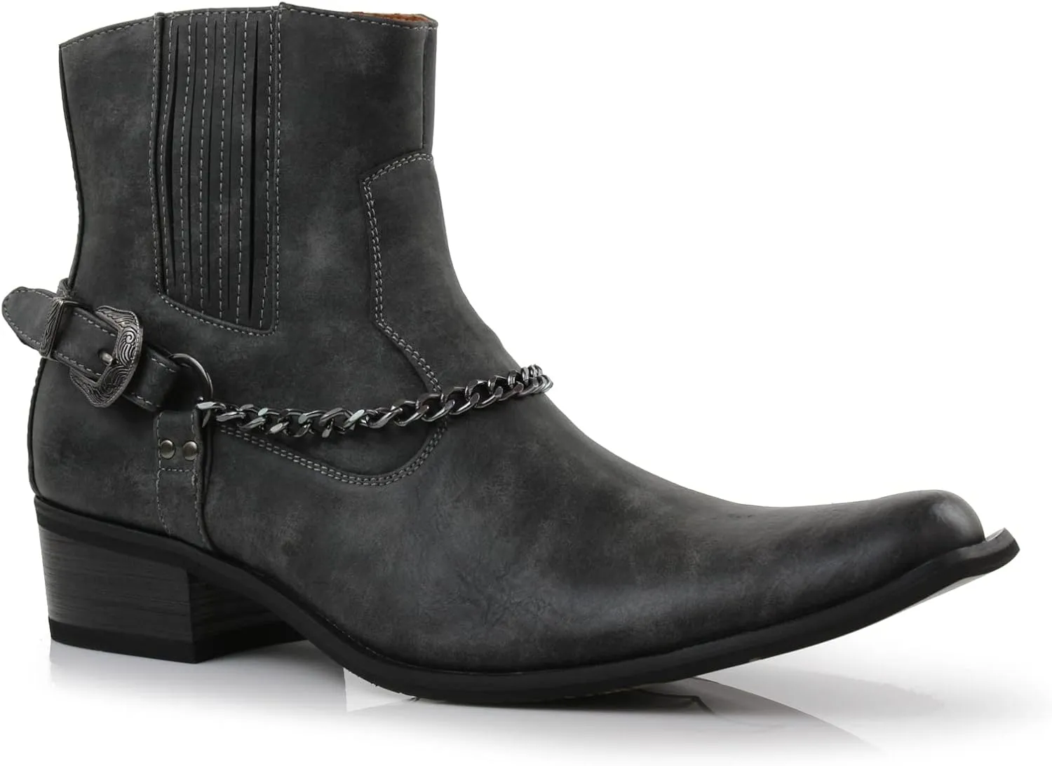 Ferro Aldo Alejandro MFA606326 Mens Memory Foam Casual High Western Buckle Strap Ankle Dress Boots