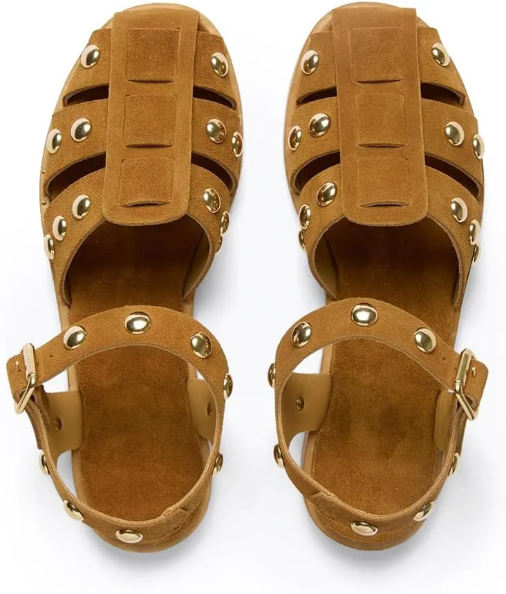 Fisherman Sandals for Women Round Toe with Rivets Comfortable and Breathable Elegant Dress and Casual Style