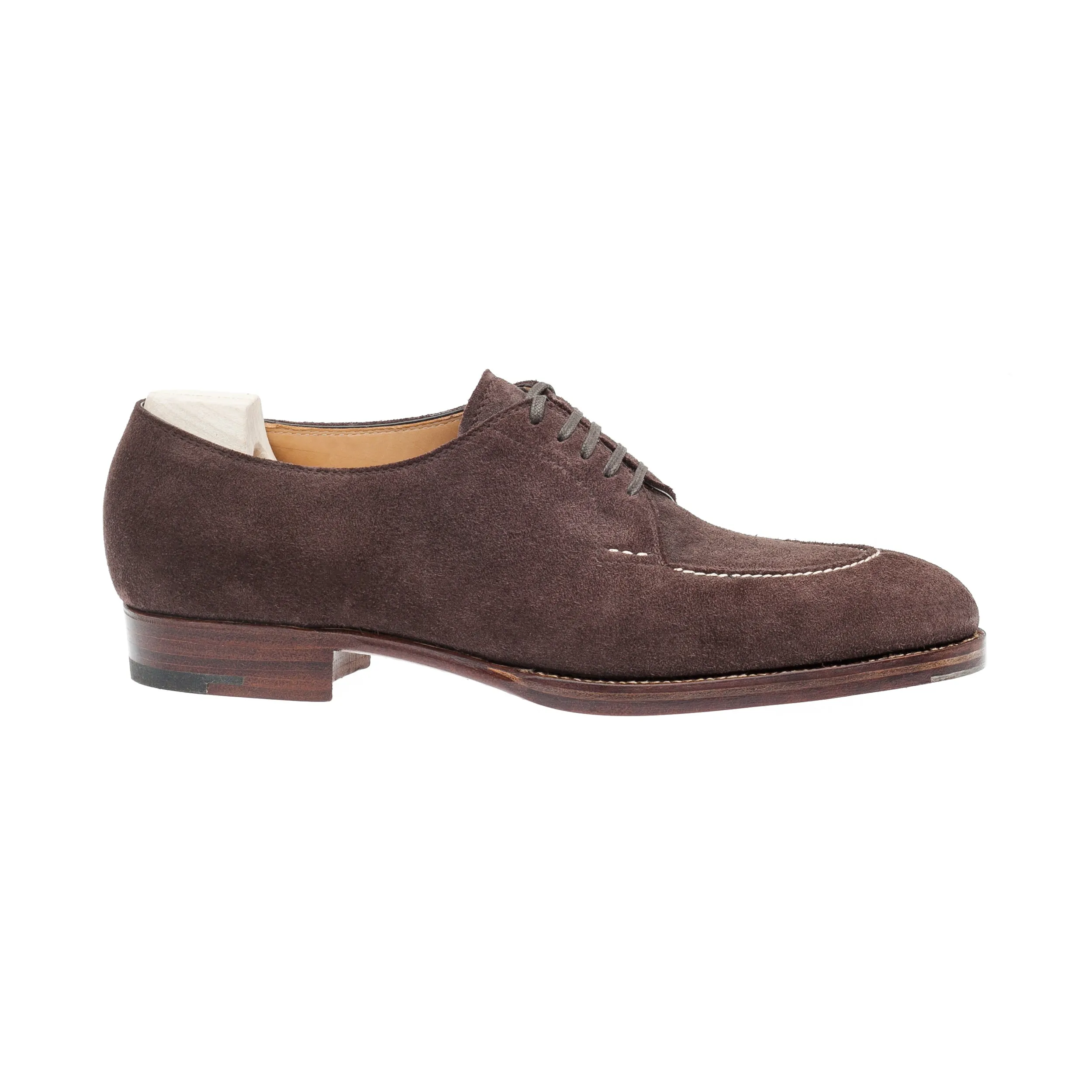 Five eyelet split toe Derby with hand stitched apron