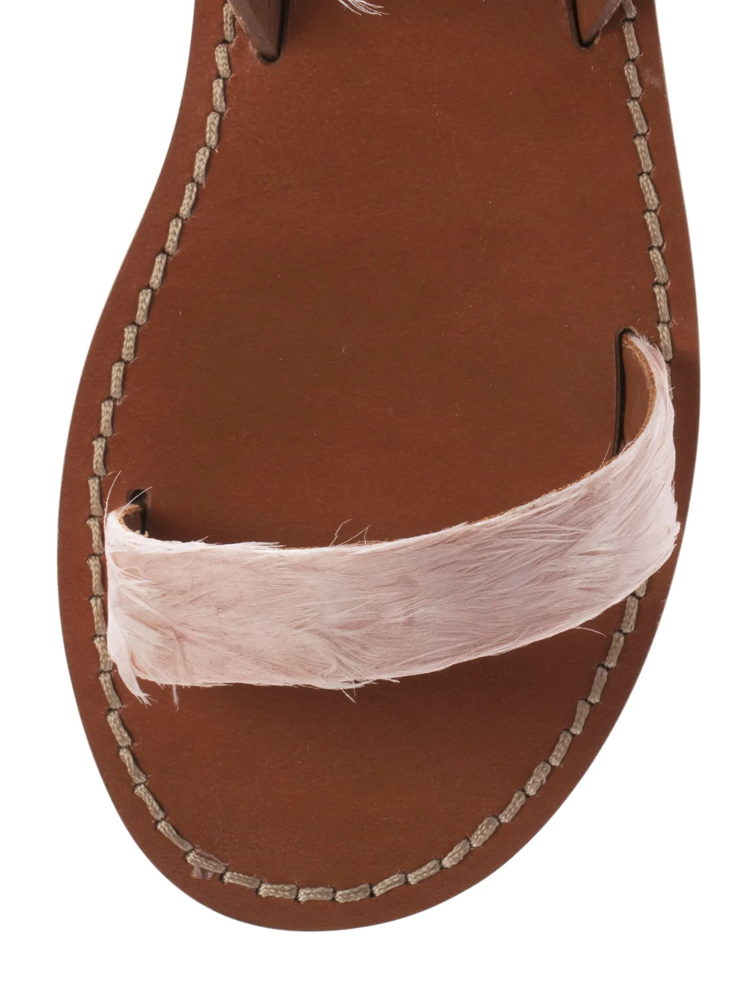 Flat Sandals with Feather Detail