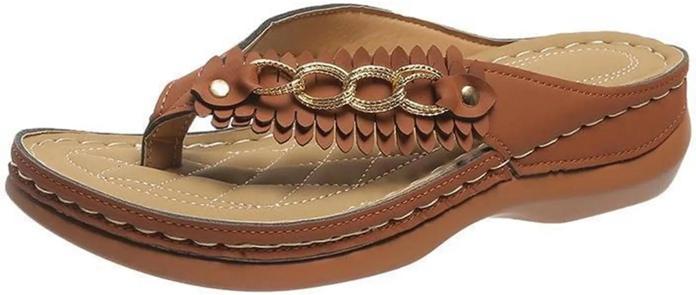 Flip Flops for Women Summer 2025 Fashion Boho Breathable Mesh Hollow Wedge with Arch Support Womens Sandals Trendy Casual Walking Slippers Summer Dressy Beach Non Slip Flip Flops Sandals 2025