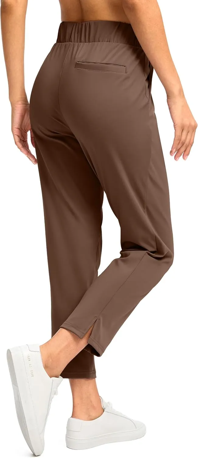 G Gradual Women's Pants Ankle 7/8 Golf Pants 3 Pockets Stretchy Petite Travel Pants Inner Drawstring for Work Business Casual