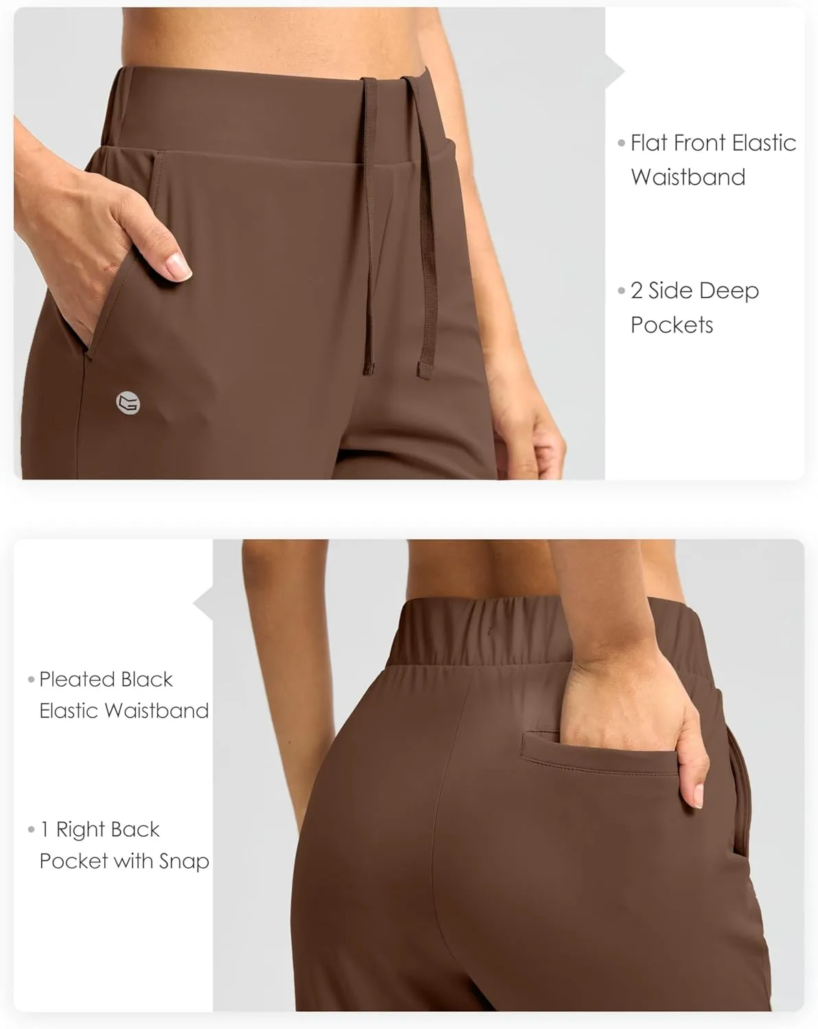 G Gradual Women's Pants Ankle 7/8 Golf Pants 3 Pockets Stretchy Petite Travel Pants Inner Drawstring for Work Business Casual