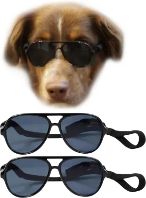 G010 Dog Pet Costume Prop Aviator Sunglasses Medium Breeds 20-40 lbs (2-Pack (Black Black))