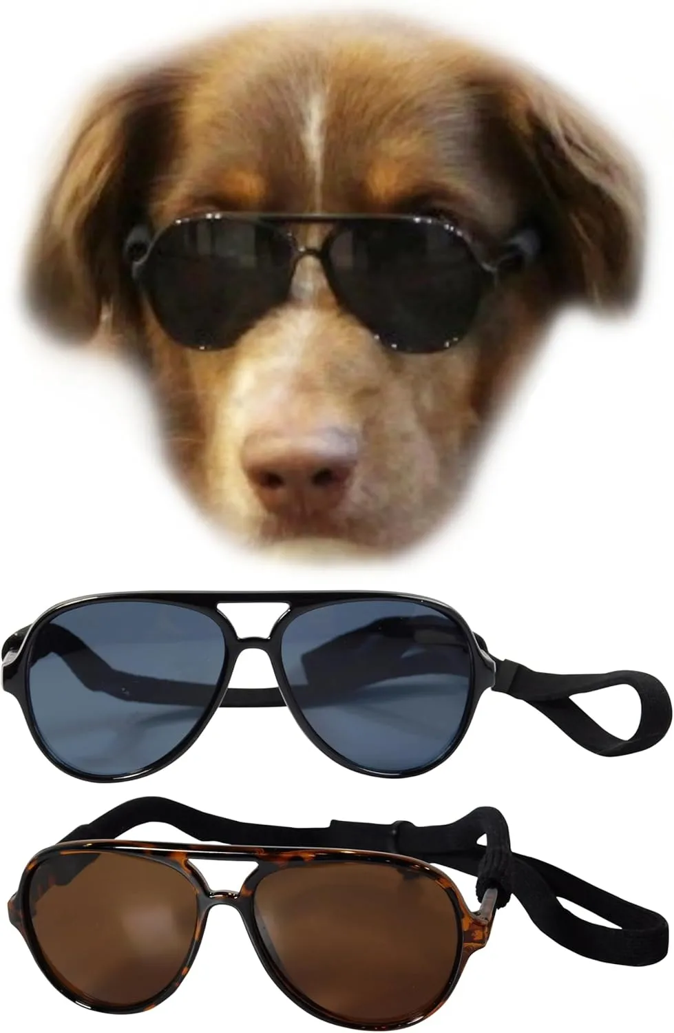 G010 Dog Pet Costume Prop Aviator Sunglasses Medium Breeds 20-40 lbs (2-Pack Black  Tortoise Brown)