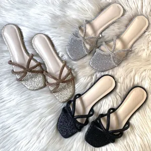 Glitter Rhinestone Flat Slipper Sandal #10387 #22