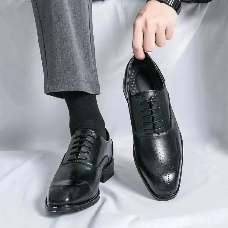 Handmade Men Black Leather Lace Up Business Shoes For Mens, Party Laces Shoes