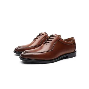 Handmade Men Dark Brown Whole Cut Leather Lace Up Business Shoes, Office Shoes