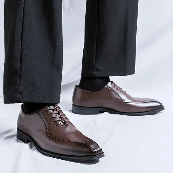 Handmade Men Lace Up Leather Dark Brown Dress Shoes, Office Shoes, Wedding Wear