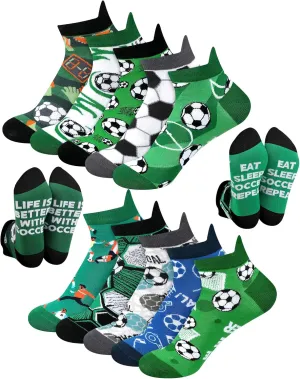 Haysandy 10 Pairs Novelty Soccer Socks for Men Funny Cotton Ankle Socks Birthday Holiday Gifts for Soccer Lovers Team Players Senior Night