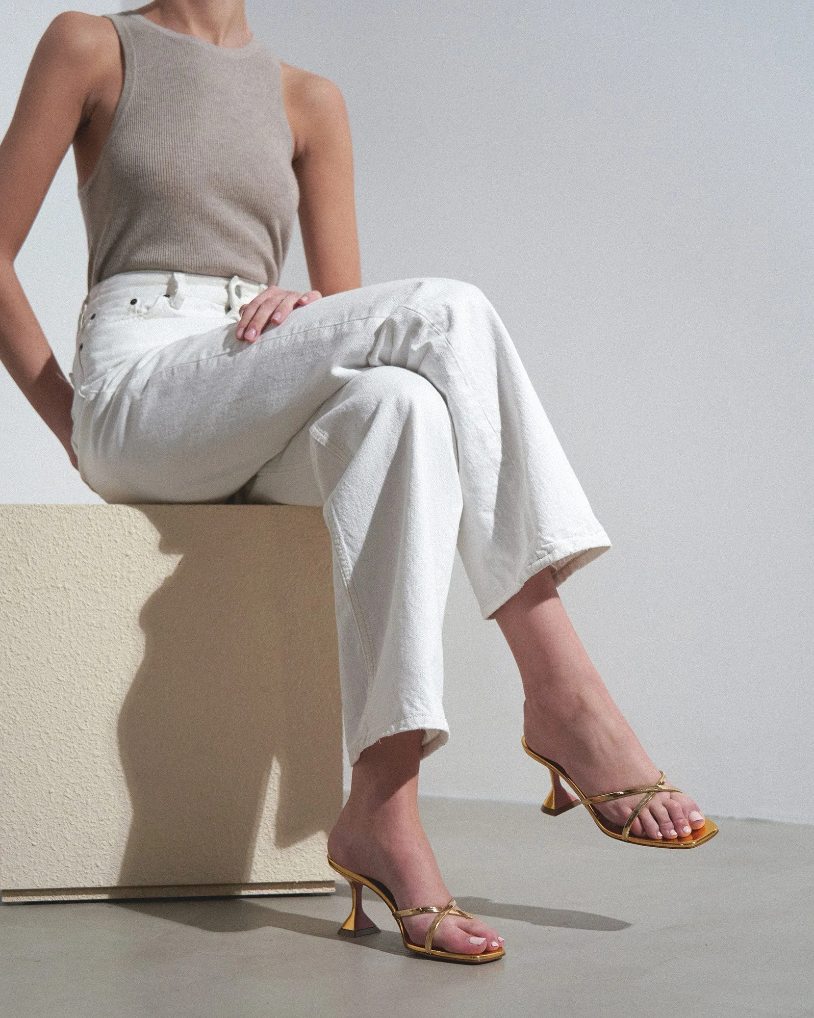 Henson 70 gold mirror sandals