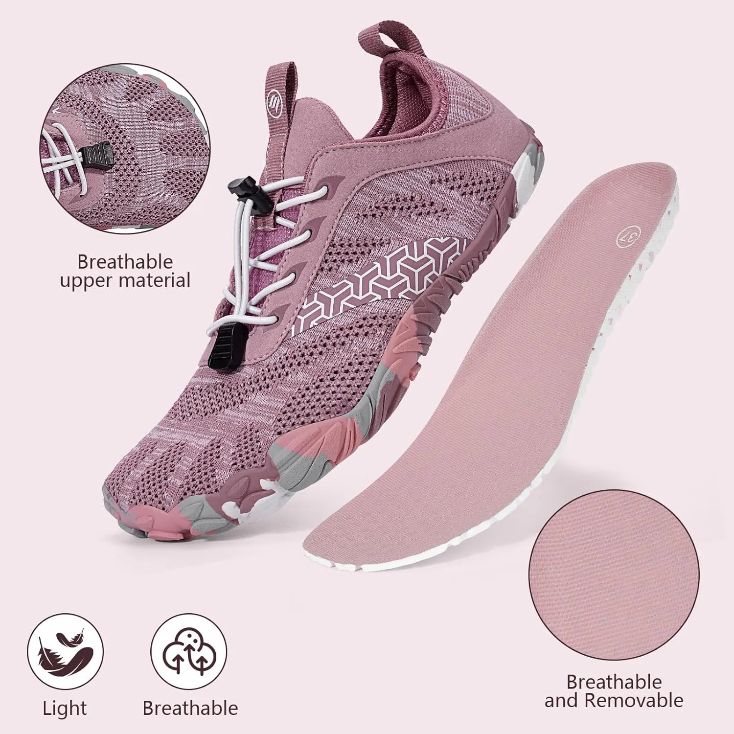 Hike Barefoot Shoes Women Men Wide Toe Box Zero Drop Footwear Lightweight Hike Shoe Non-Slip Grounded Shoes Women for Outdoor Trail Running Walking Weightlifting