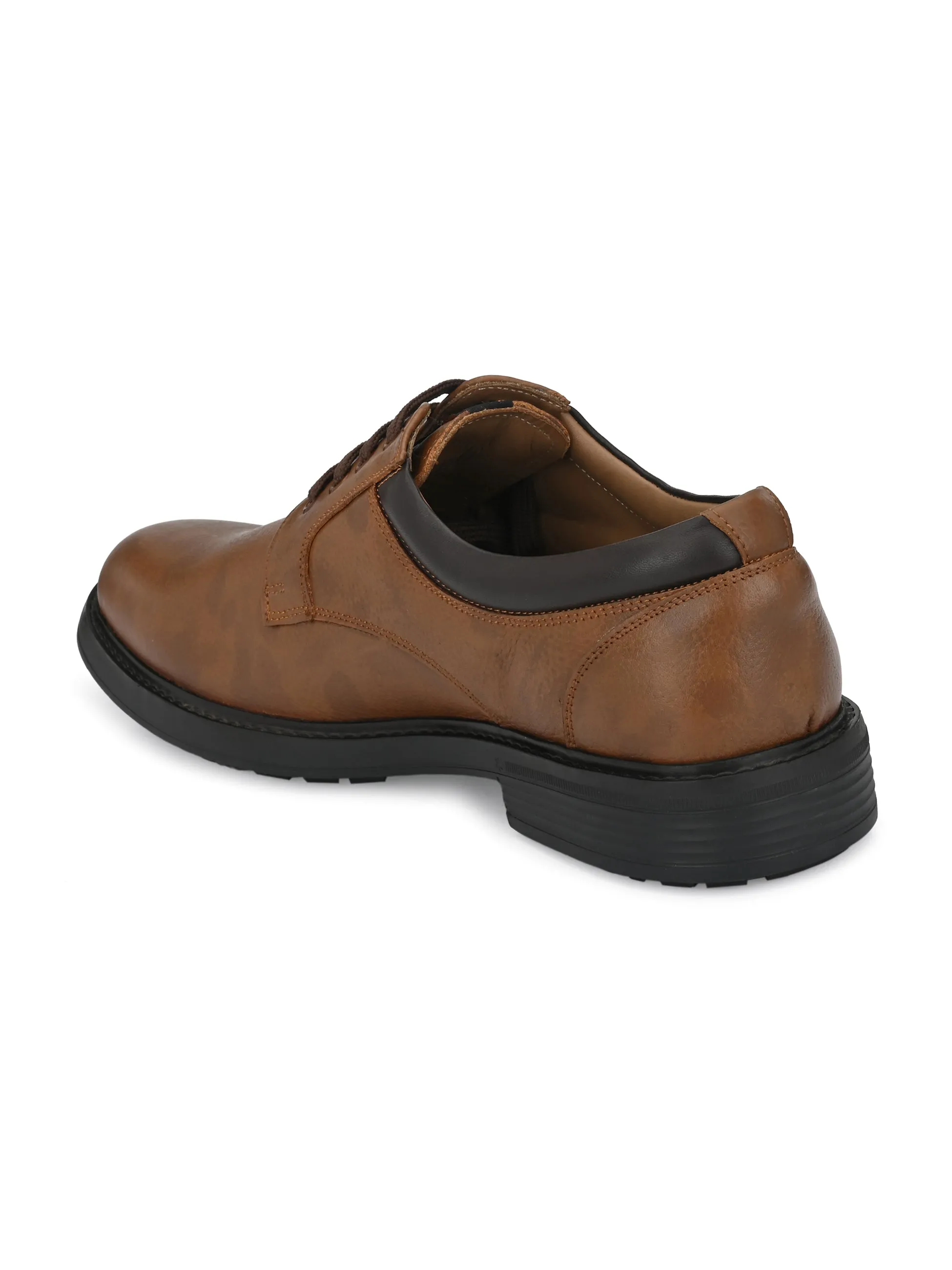 Hitz Men's Tan Derby Leather Shoes