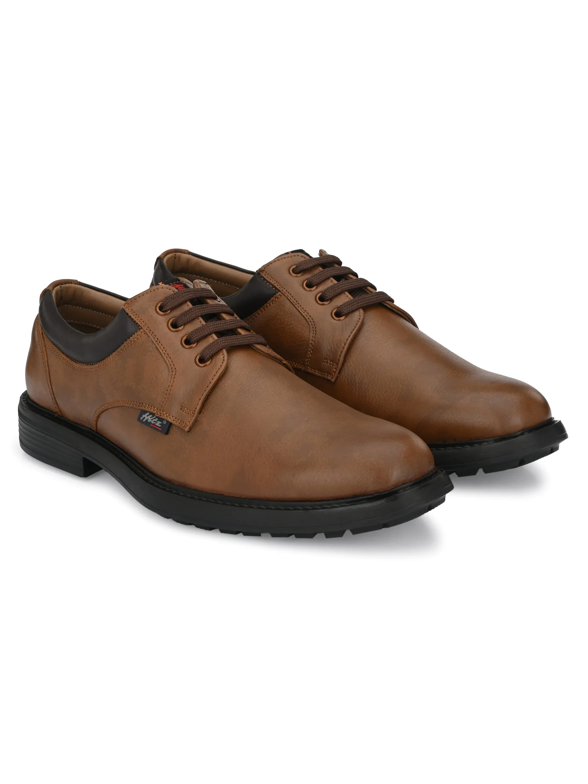 Hitz Men's Tan Derby Leather Shoes