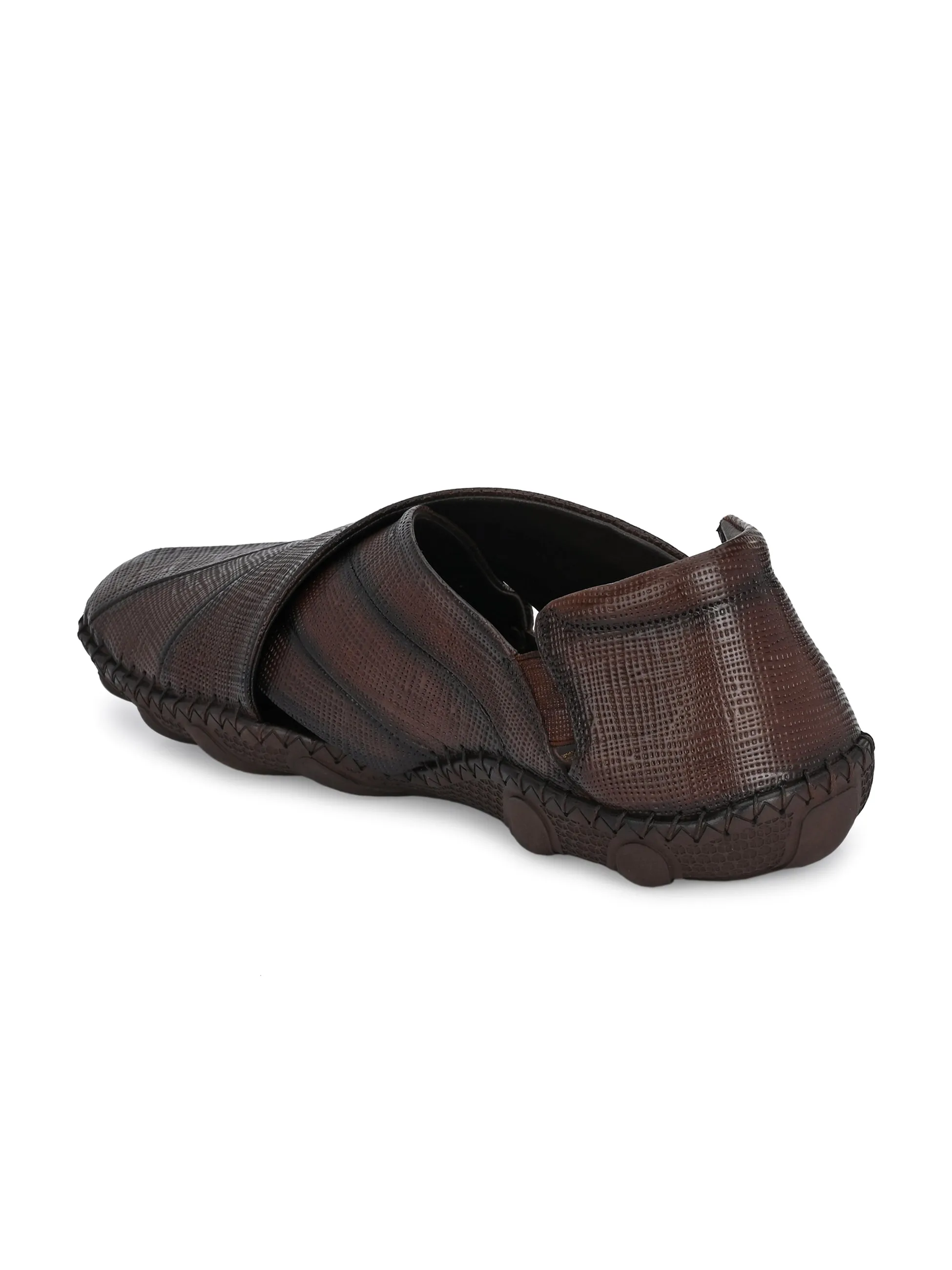 HITZM_1 Men's Brown Leather Casual Slip-On Sandals