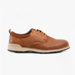 Hush Puppies DYLAN Mens Leather Derby Shoes Brown