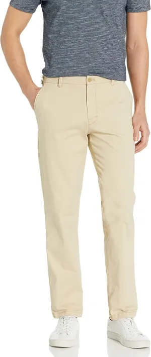 IZOD Men's Saltwater Stretch Flat Front Straight Fit Chino, Pale Khaki, 34W x 32L