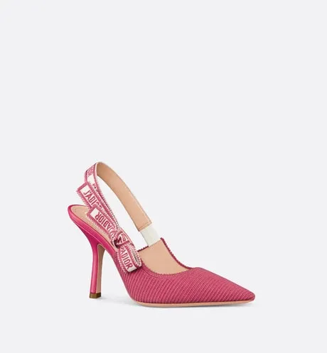 J'Adior Slingback Pump • Passion Pink Embroidered Cotton