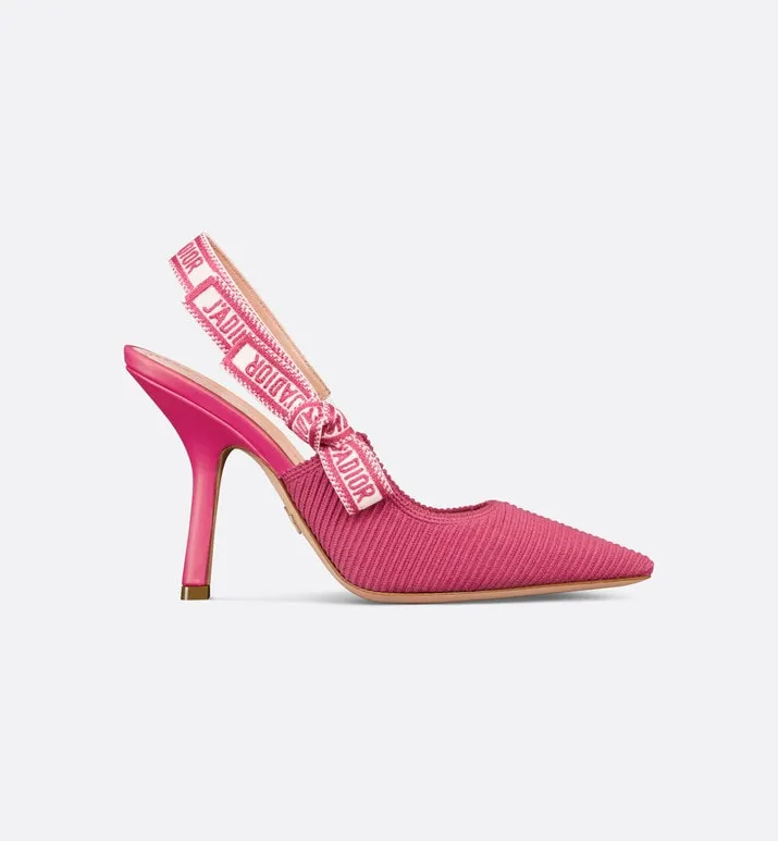 J'Adior Slingback Pump • Passion Pink Embroidered Cotton