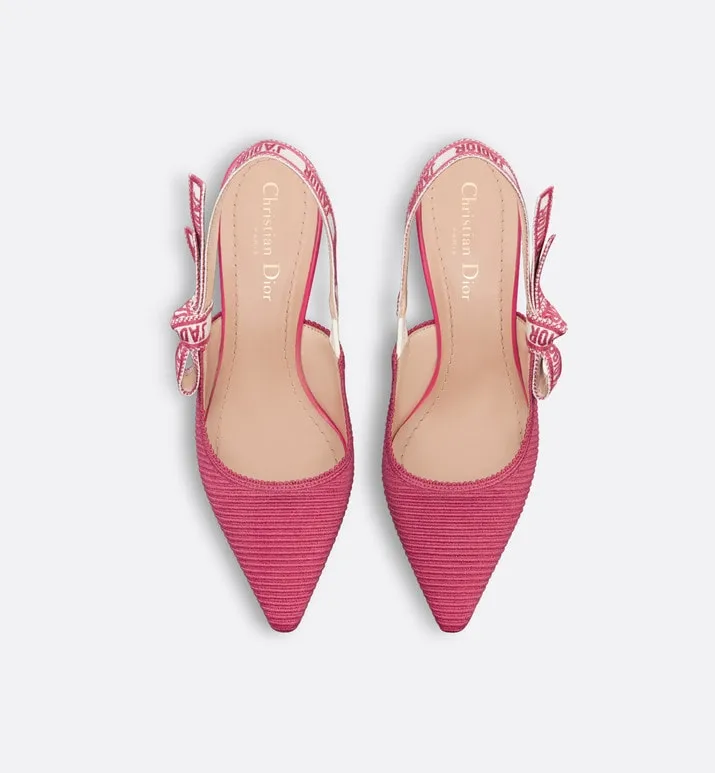 J'Adior Slingback Pump • Passion Pink Embroidered Cotton