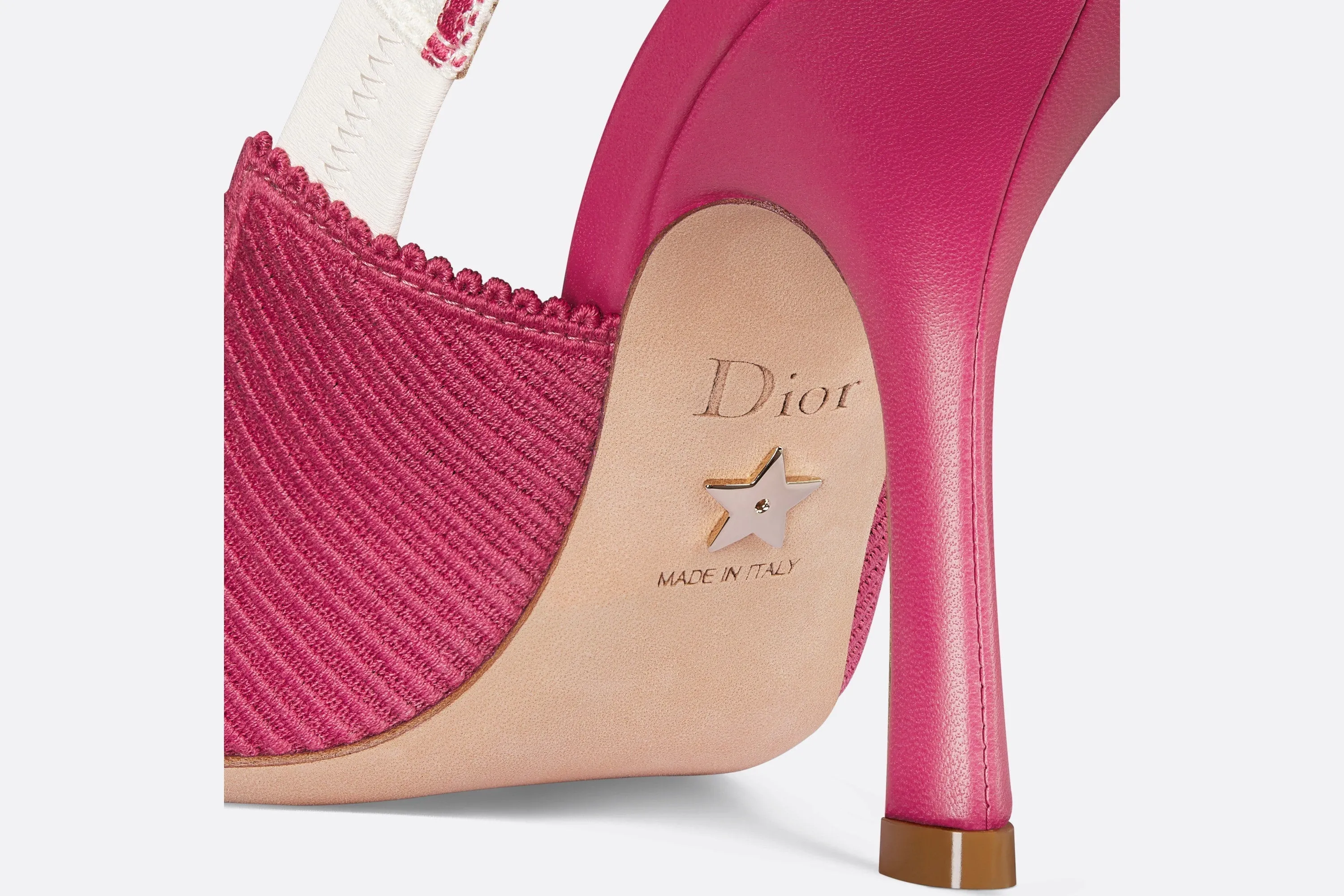 J'Adior Slingback Pump • Passion Pink Embroidered Cotton