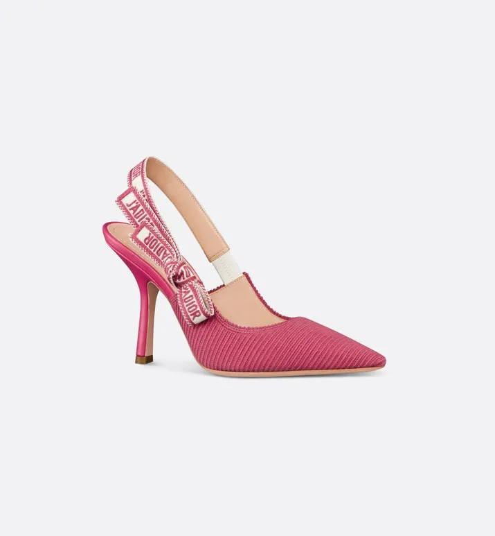 J'Adior Slingback Pump • Passion Pink Embroidered Cotton