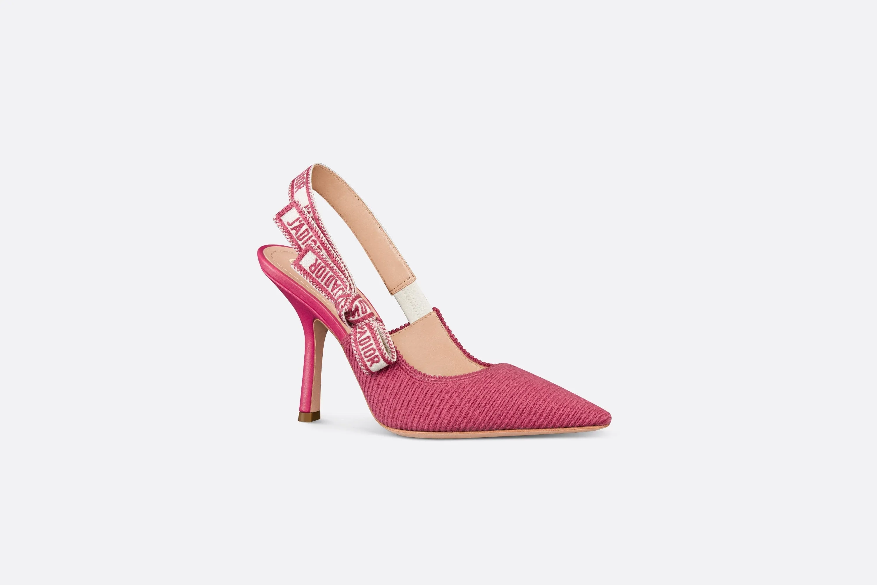 J'Adior Slingback Pump • Passion Pink Embroidered Cotton