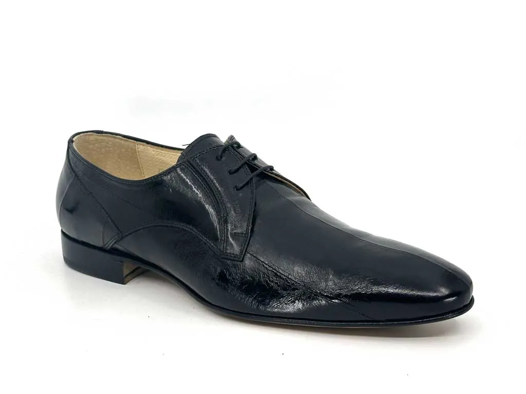 Keith Black Eel Skin Leather Derby Shoes