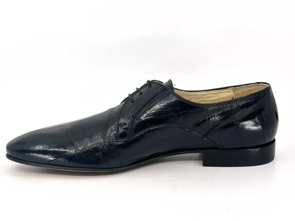 Keith Black Eel Skin Leather Derby Shoes