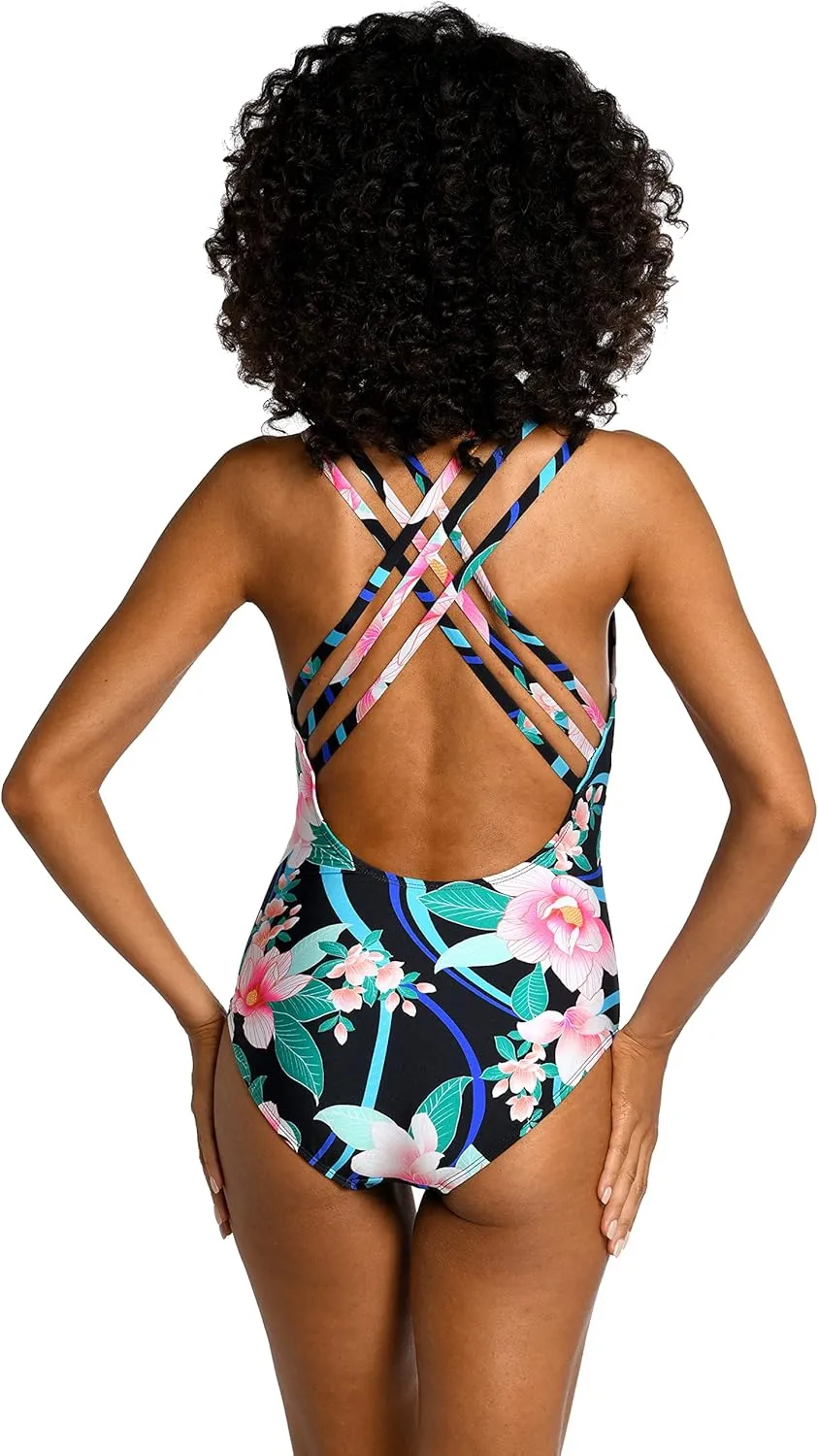 La Blanca Women's Multi Strap Cross Back One Piece Swimsuit
