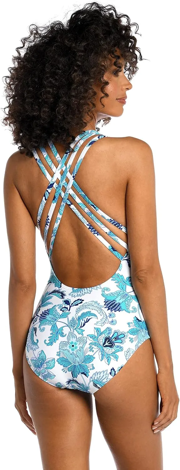 La Blanca Women's Multi Strap Cross Back One Piece Swimsuit