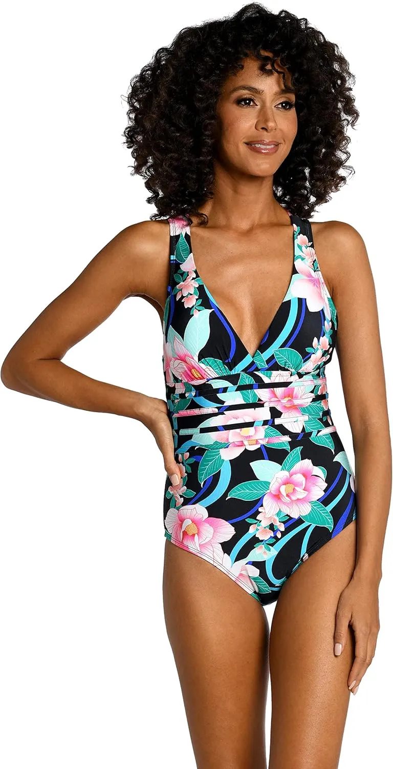La Blanca Women's Multi Strap Cross Back One Piece Swimsuit