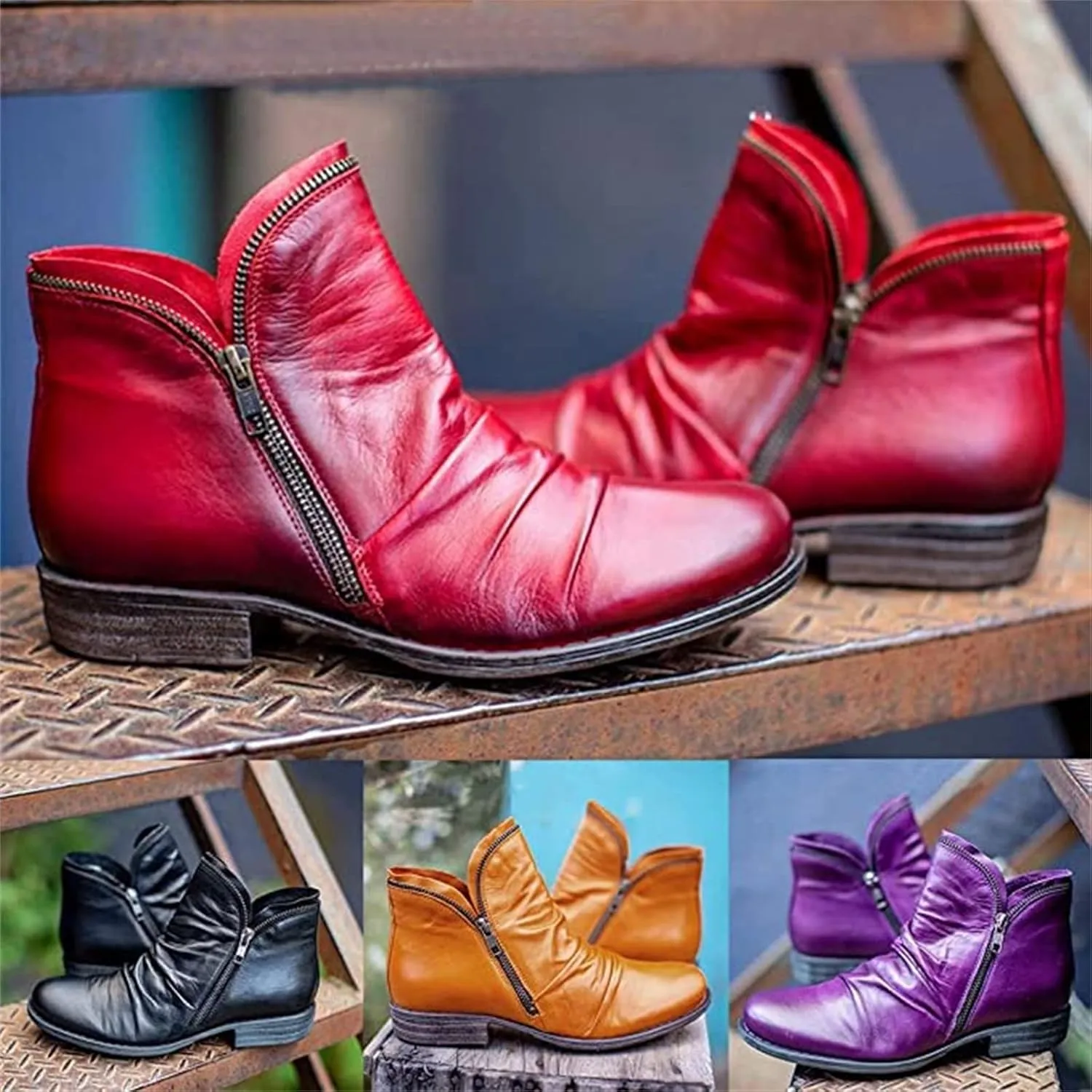 Ladmiple Cowgirl Boots Women Ankle Booties Fashion Short Booties Cowboy Western Classic Retro Casual Combat Walking Shoes