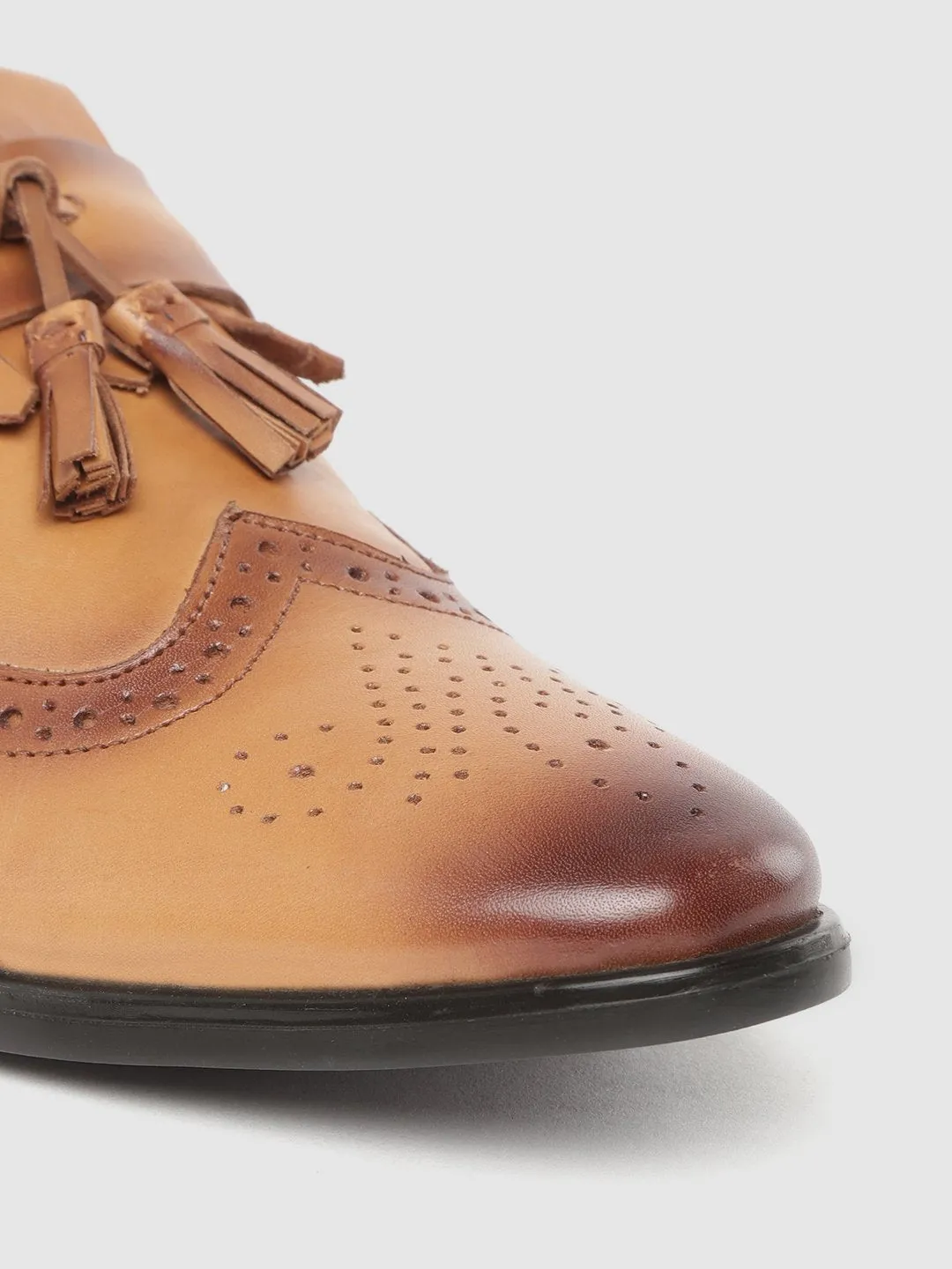 Leather Brogue Slip On Shoes