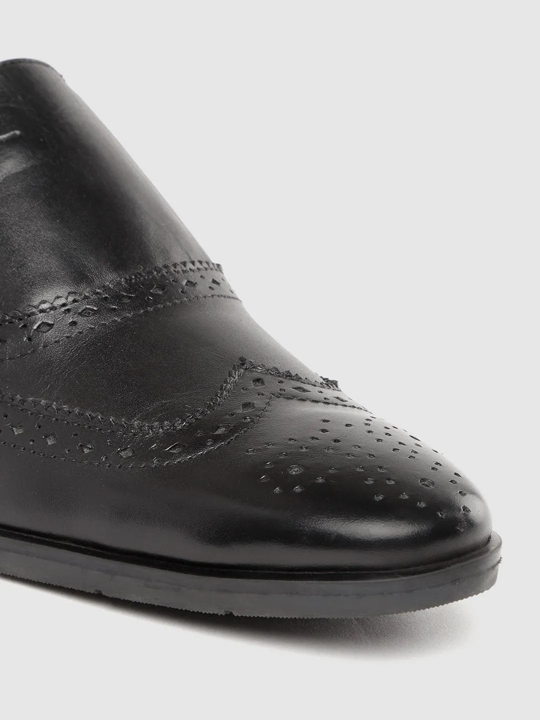 Leather Brogue Slip On Shoes