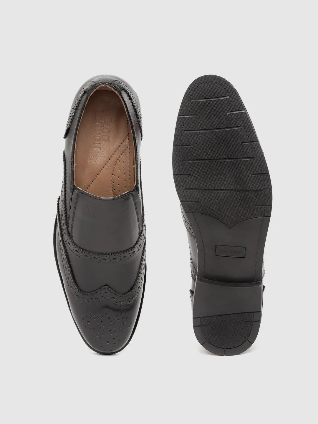 Leather Brogue Slip On Shoes