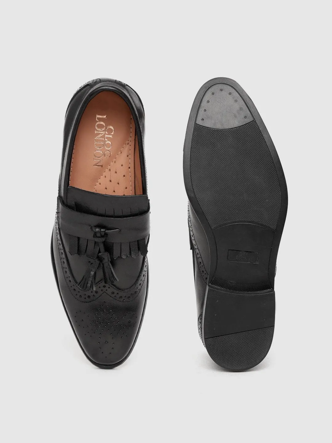 Leather Brogue Slip On Shoes