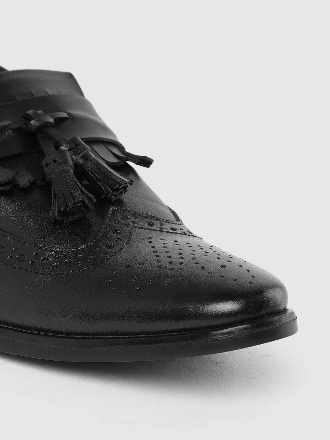 Leather Brogue Slip On Shoes