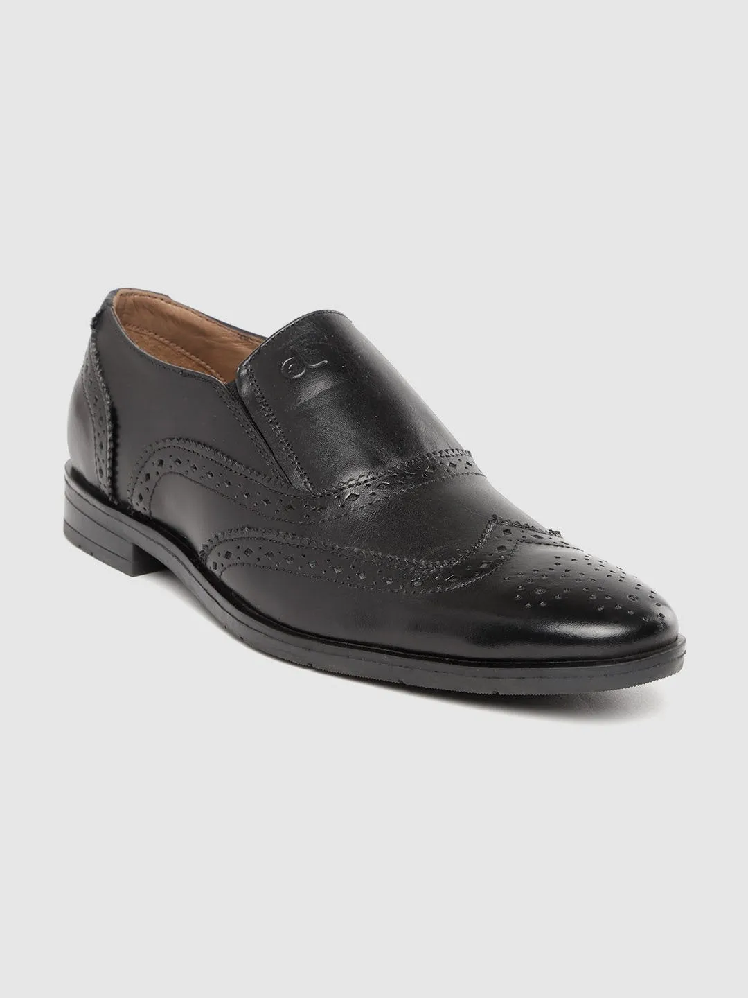 Leather Brogue Slip On Shoes