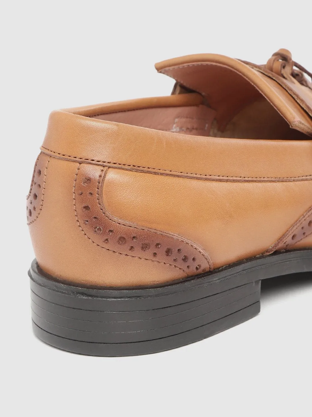 Leather Brogue Slip On Shoes