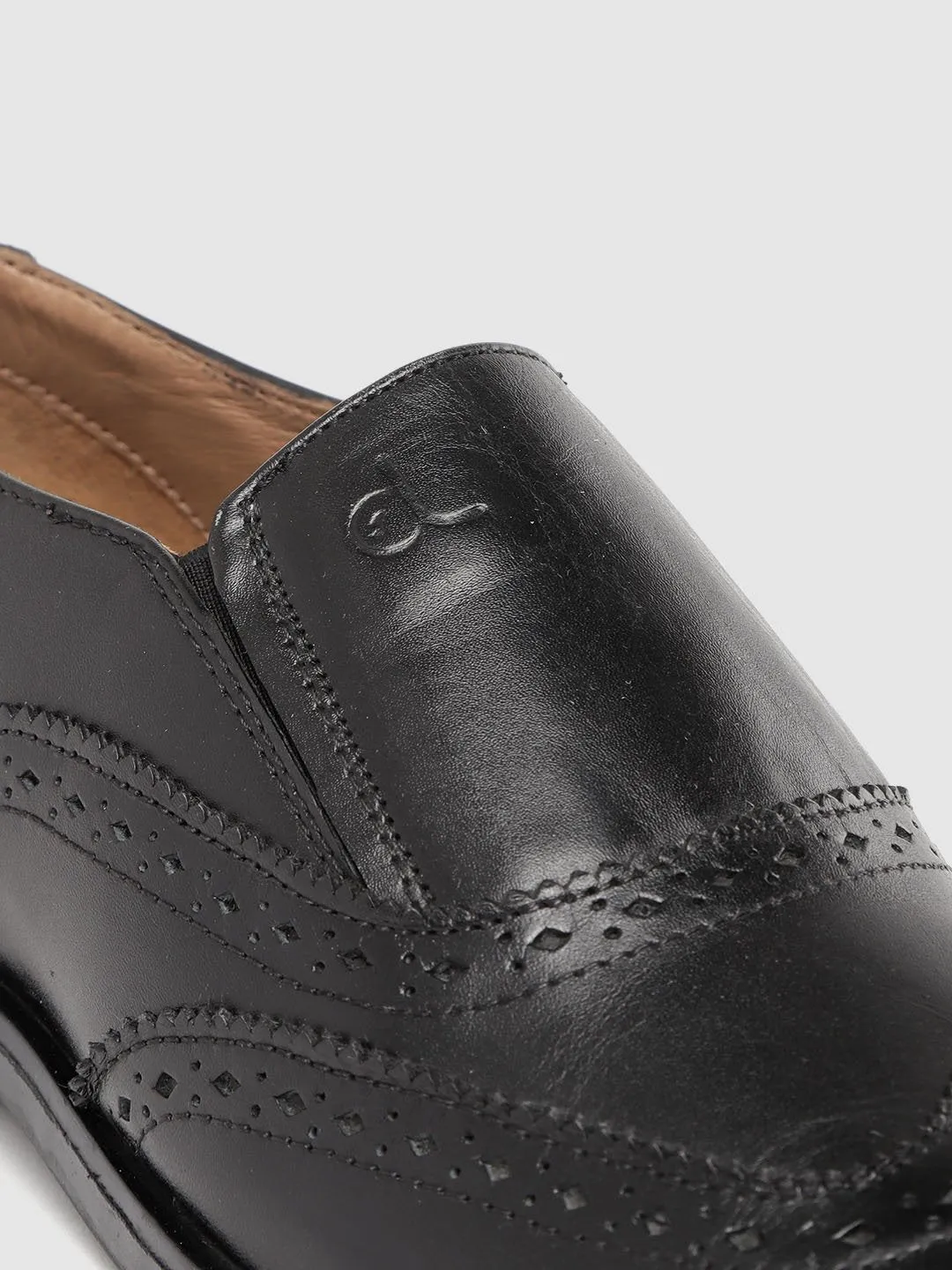 Leather Brogue Slip On Shoes