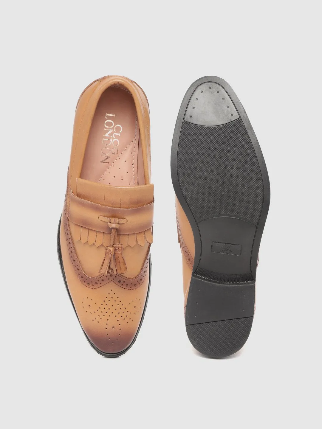 Leather Brogue Slip On Shoes