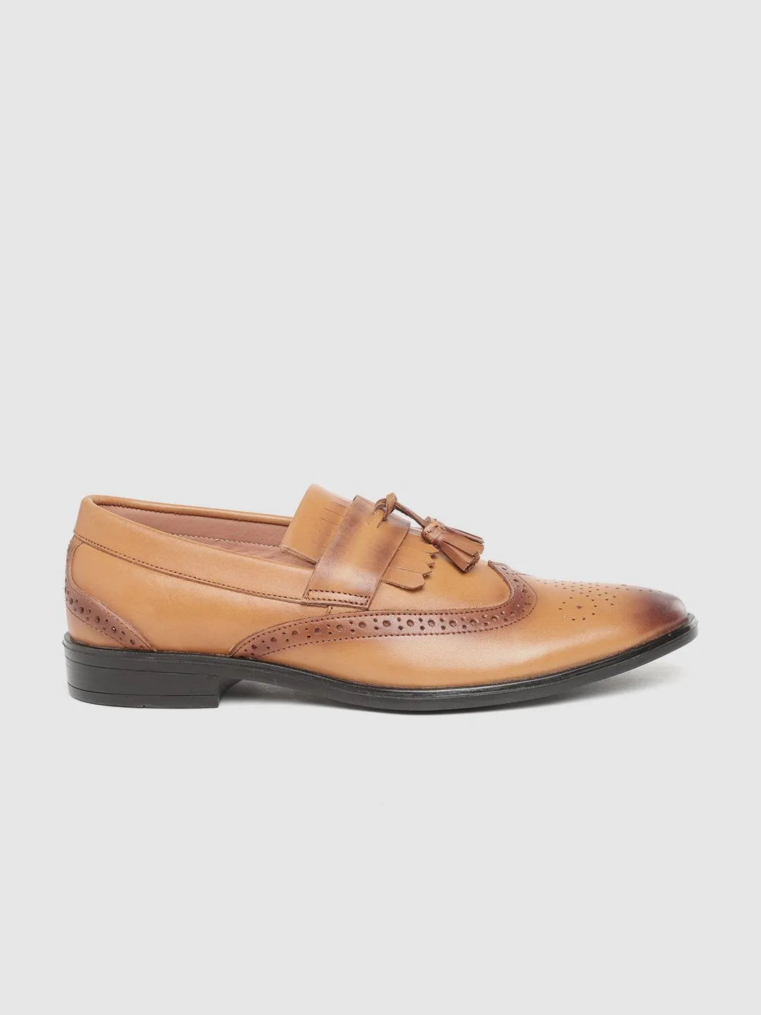 Leather Brogue Slip On Shoes