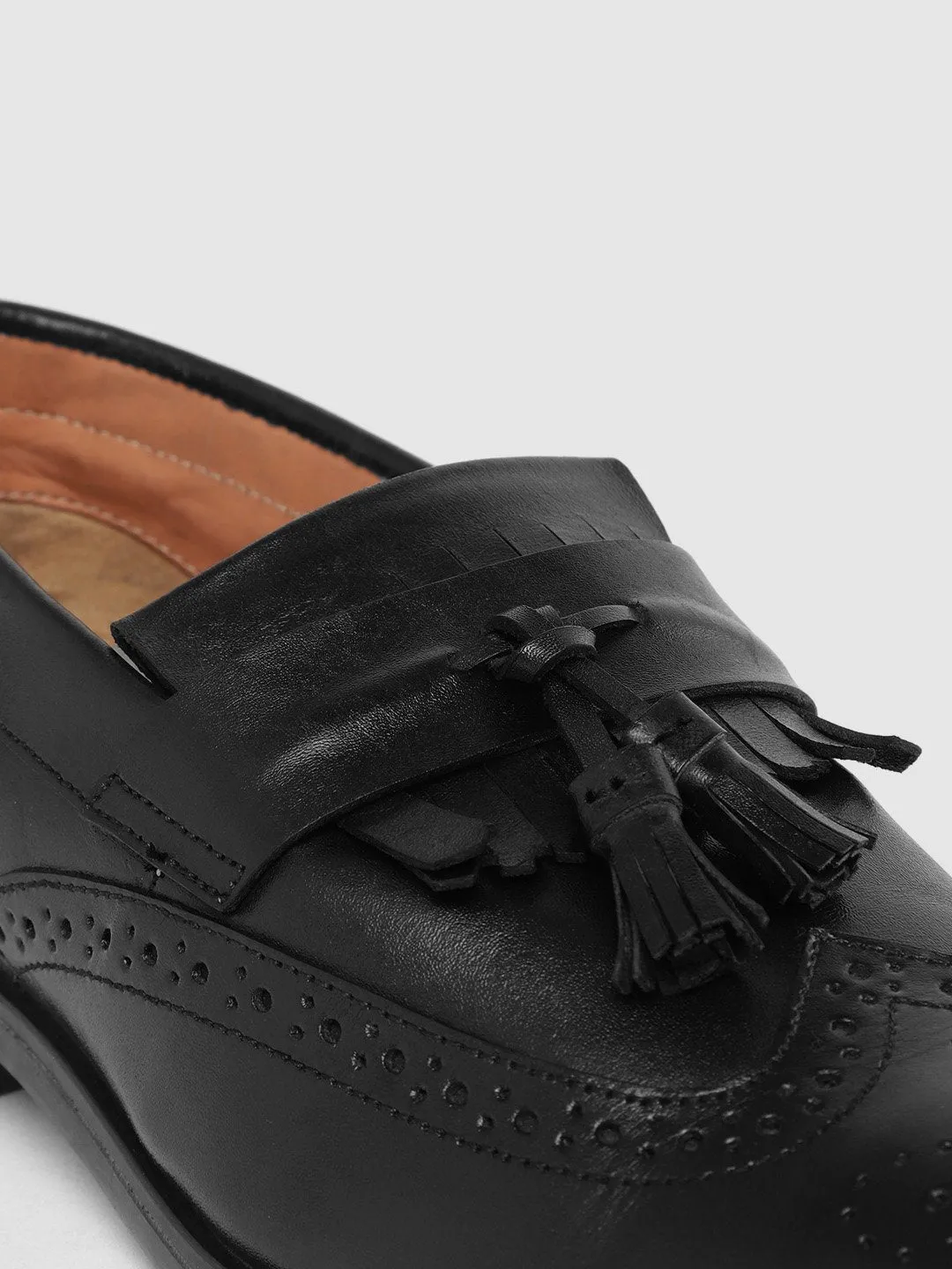 Leather Brogue Slip On Shoes
