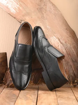 Leather Brogue Slip On Shoes