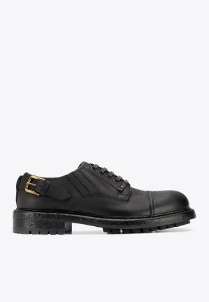 Leather Buckle Derby Shoes