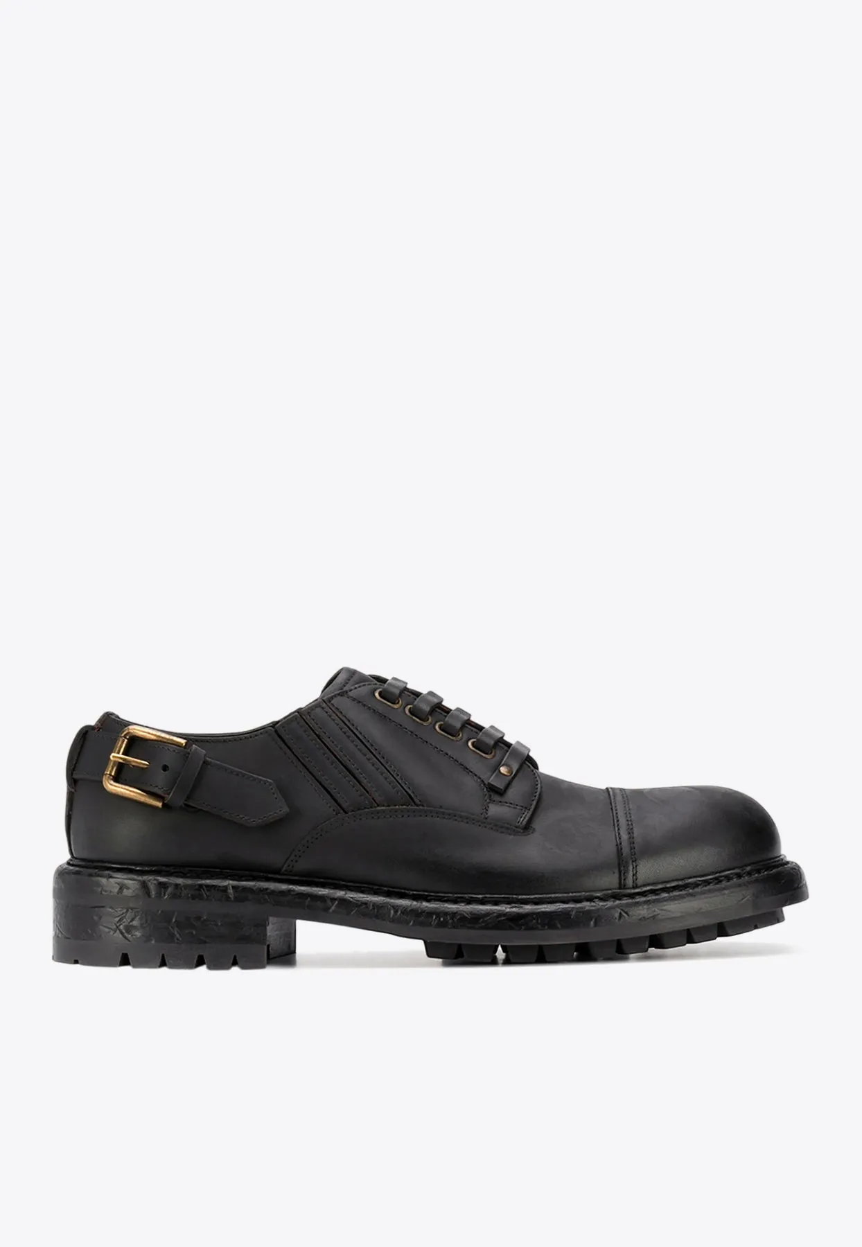 Leather Buckle Derby Shoes
