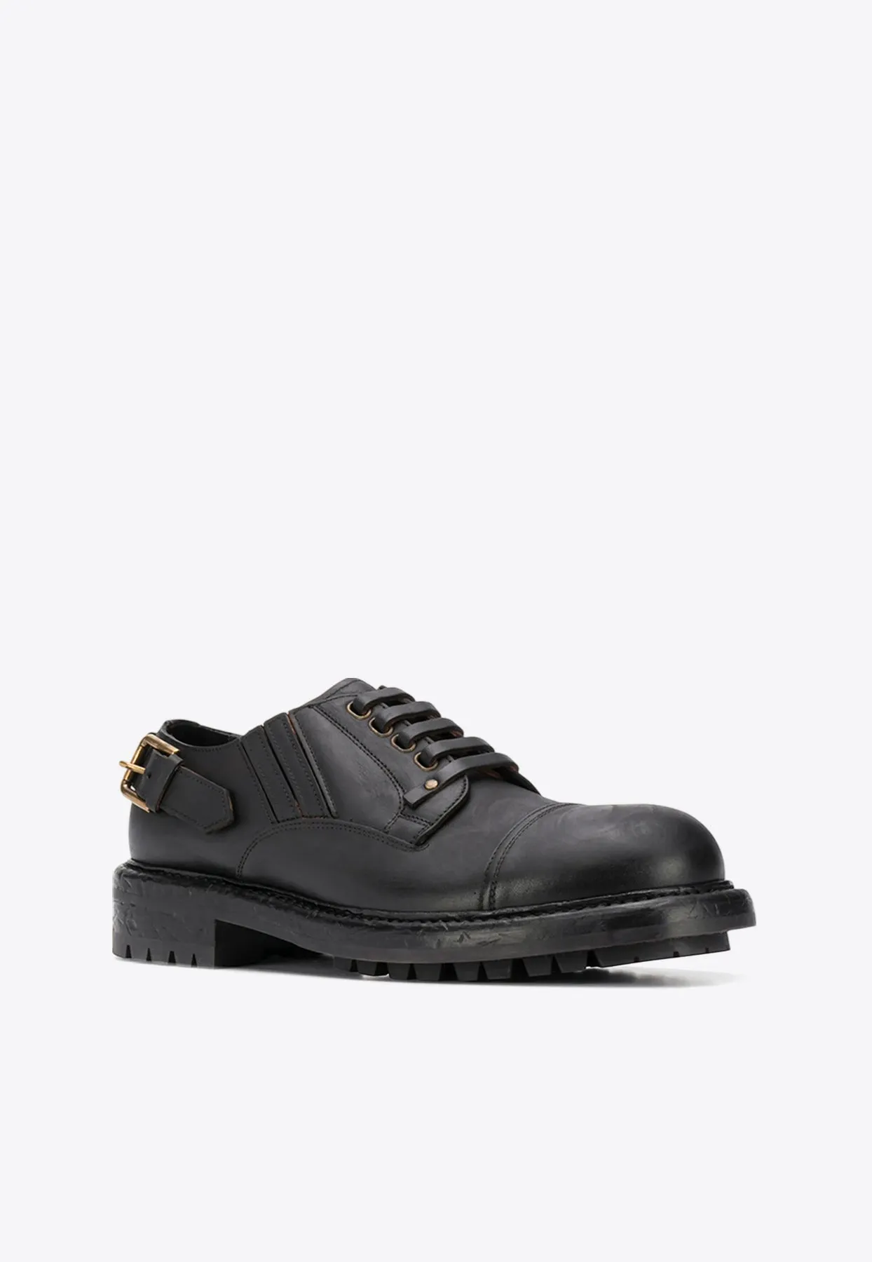 Leather Buckle Derby Shoes